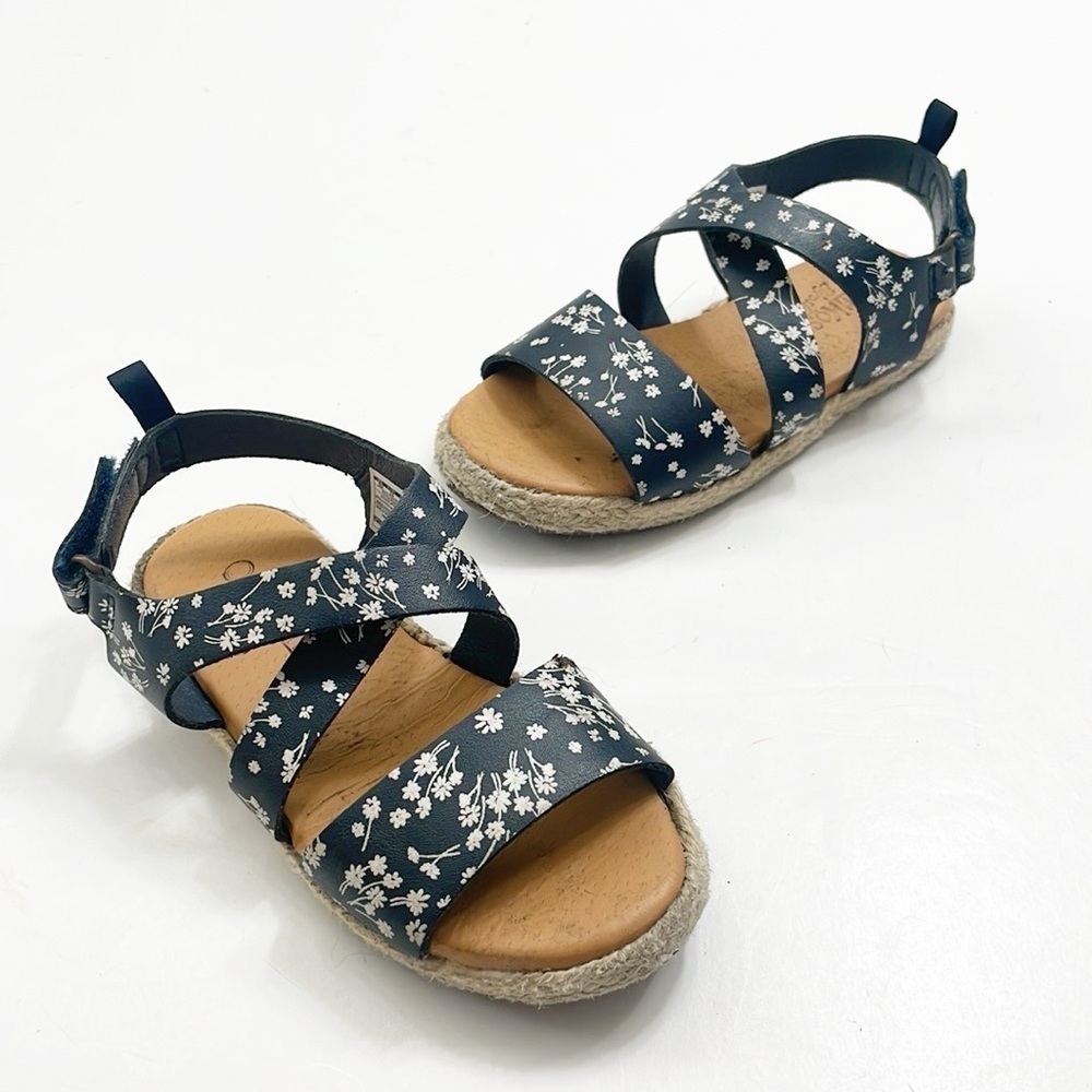 OshKosh B'gosh toddler girls dark blue floral print espadrille sandals